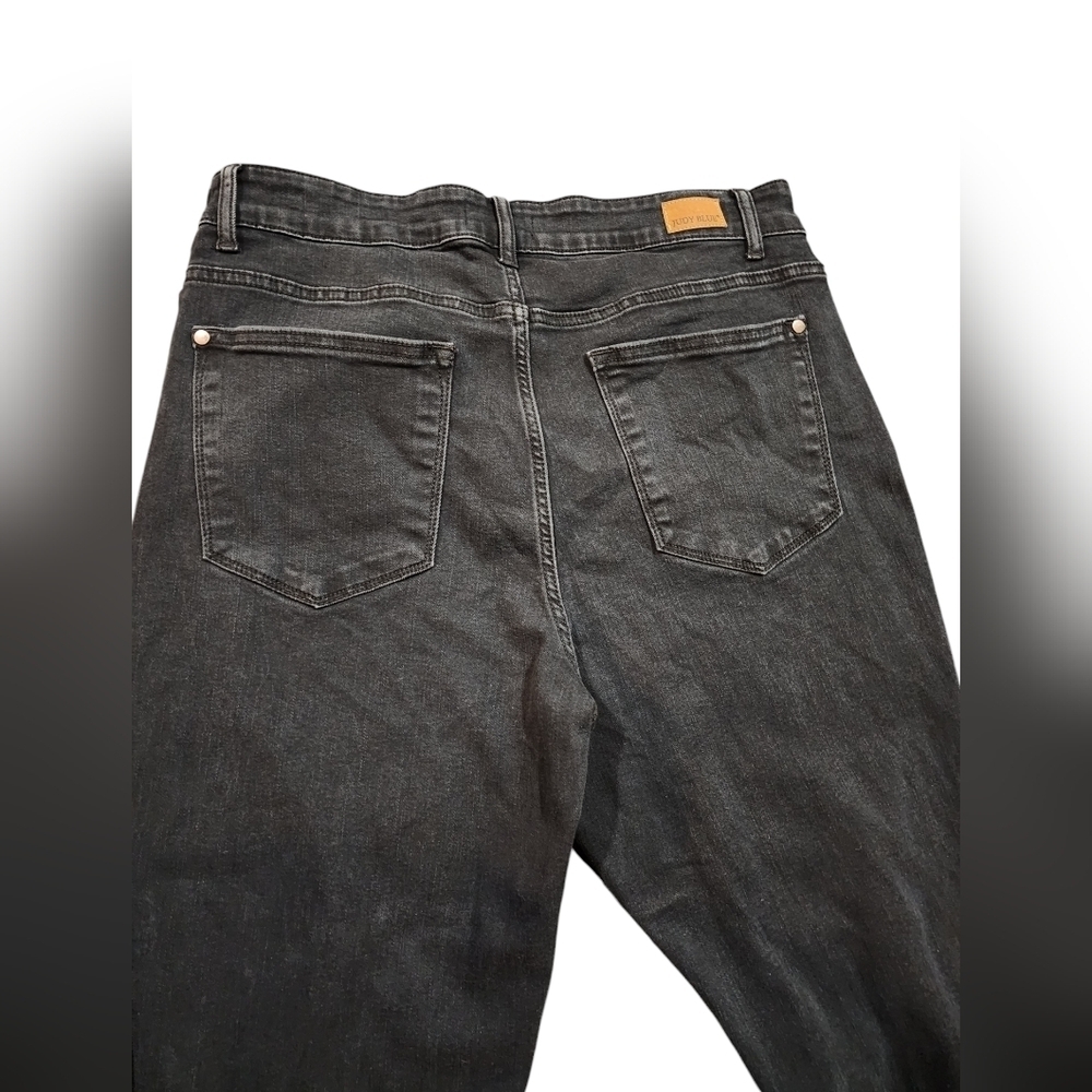 Judy Blue black skinny high rise peek-a-boo animal print stretch jeans Size 16W - Picture 5 of 12